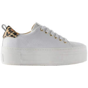 Mint Velvet Belle White Platform Leopard Trainers